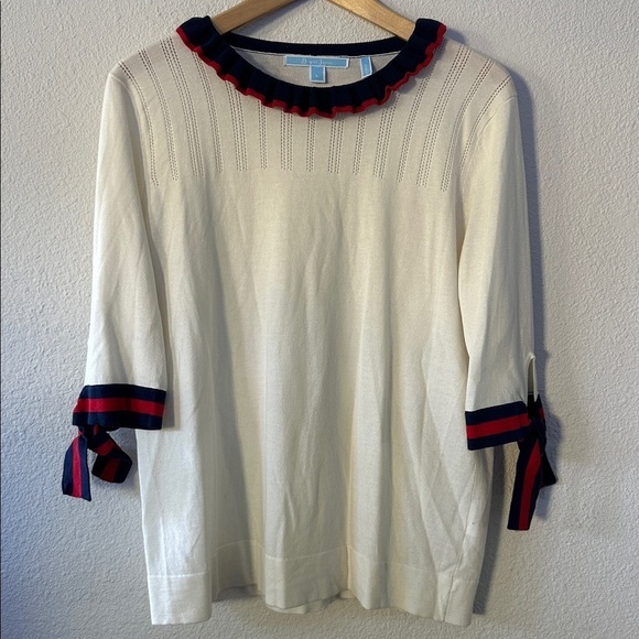 Draper James Tops - Draper James - Cream Top with Red and Blue Accents